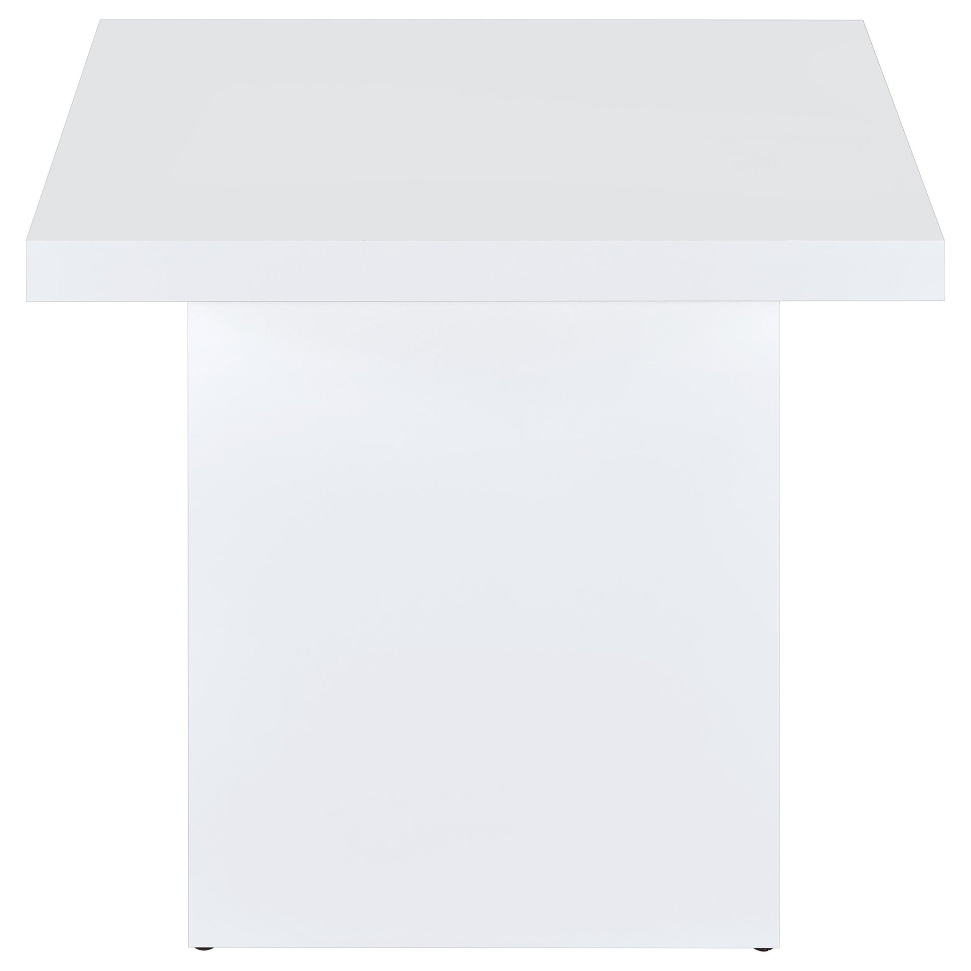 Devar Square Engineered Wood Side End Table White High Gloss