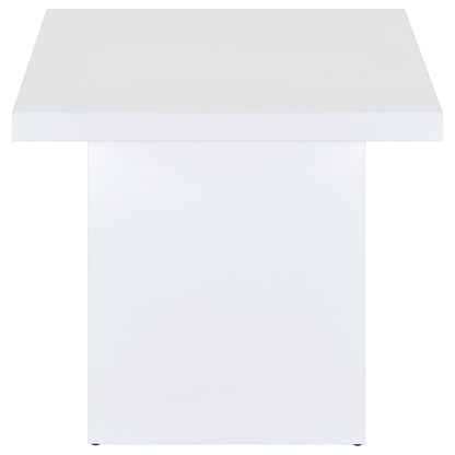 Devar Square Engineered Wood Side End Table White High Gloss