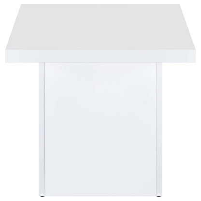 Devar Square Engineered Wood Side End Table White High Gloss