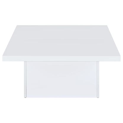 Devar 2-piece Square Coffee End Table Set White High Gloss
