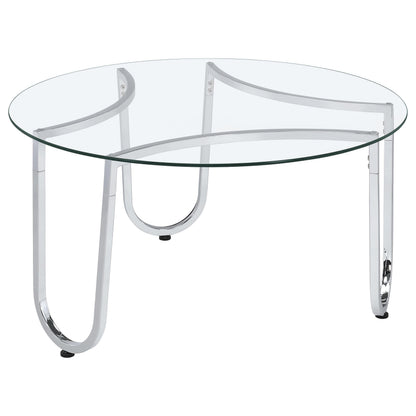 Beller 3-piece Round Tempered Glass Top Coffee Table Set Chrome