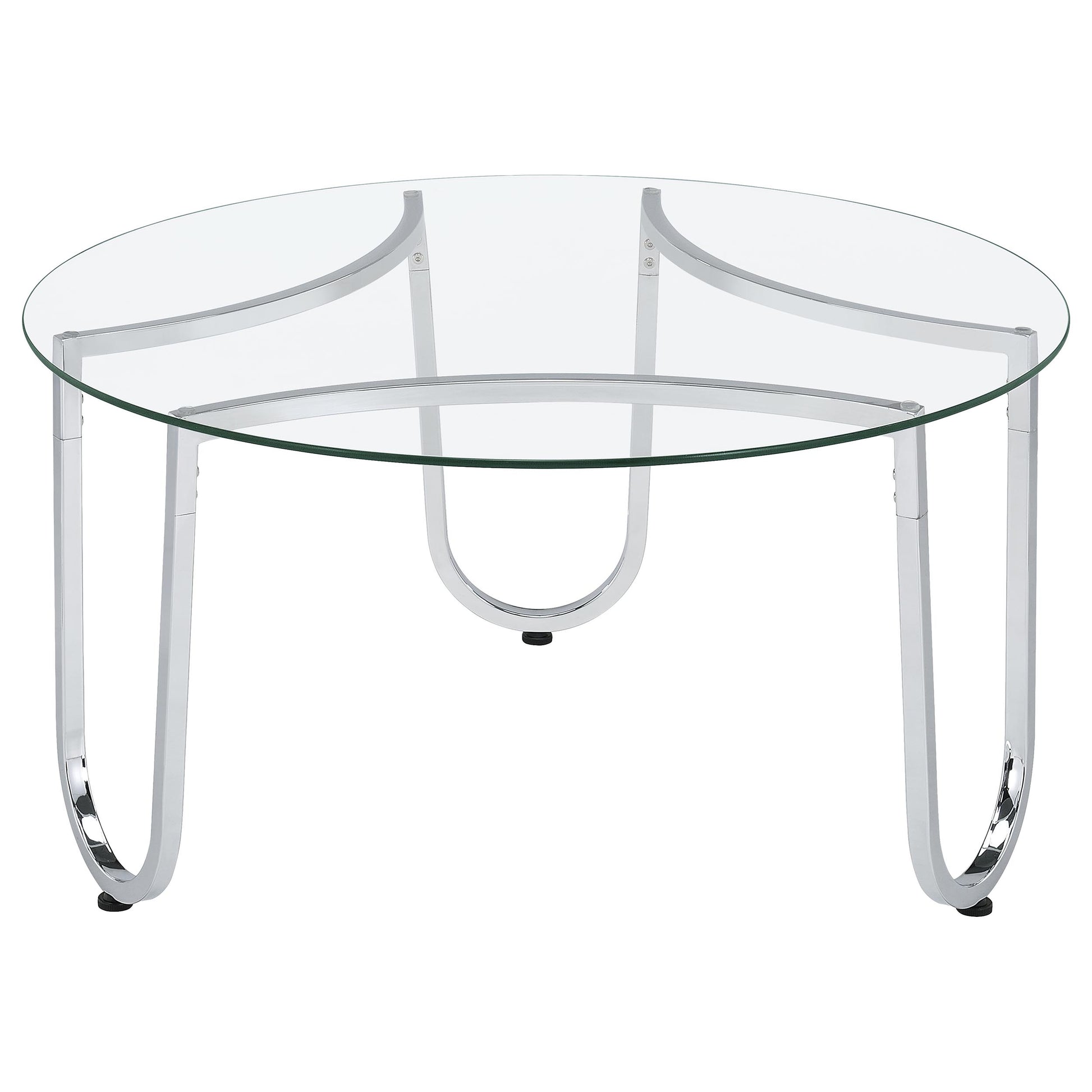 Beller 3-piece Round Tempered Glass Top Coffee Table Set Chrome