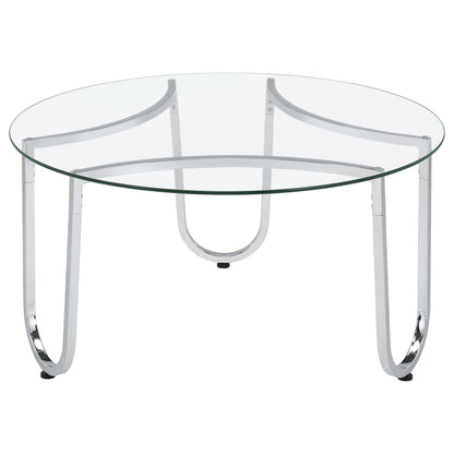 Beller 3-piece Round Tempered Glass Top Coffee Table Set Chrome