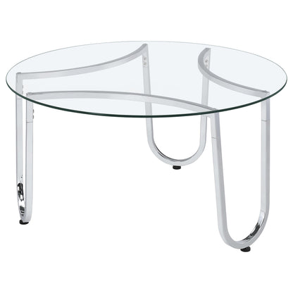 Beller 3-piece Round Tempered Glass Top Coffee Table Set Chrome