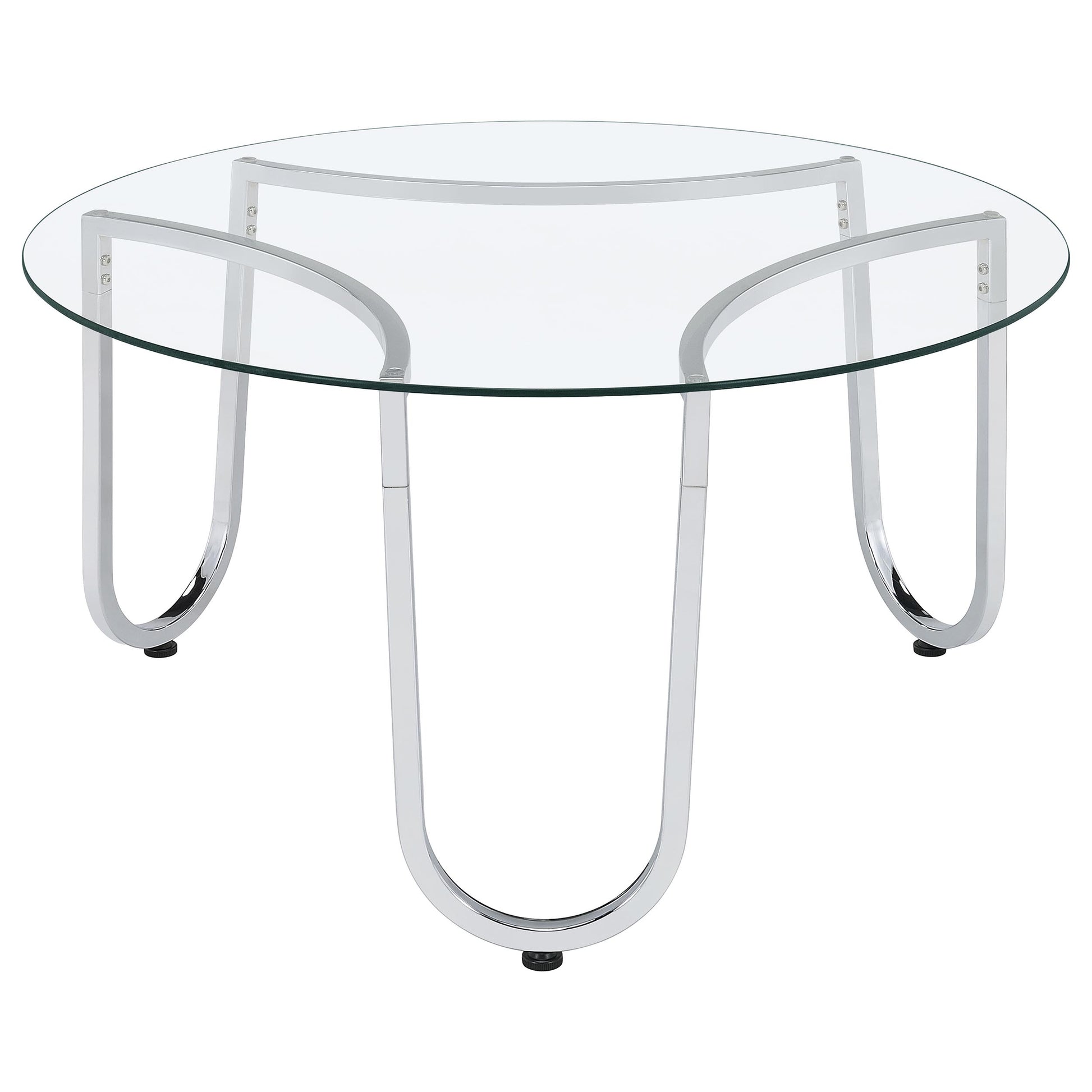 Beller 3-piece Round Tempered Glass Top Coffee Table Set Chrome
