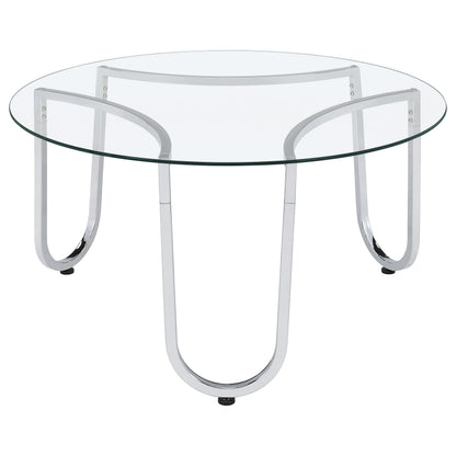 Beller 3-piece Round Tempered Glass Top Coffee Table Set Chrome