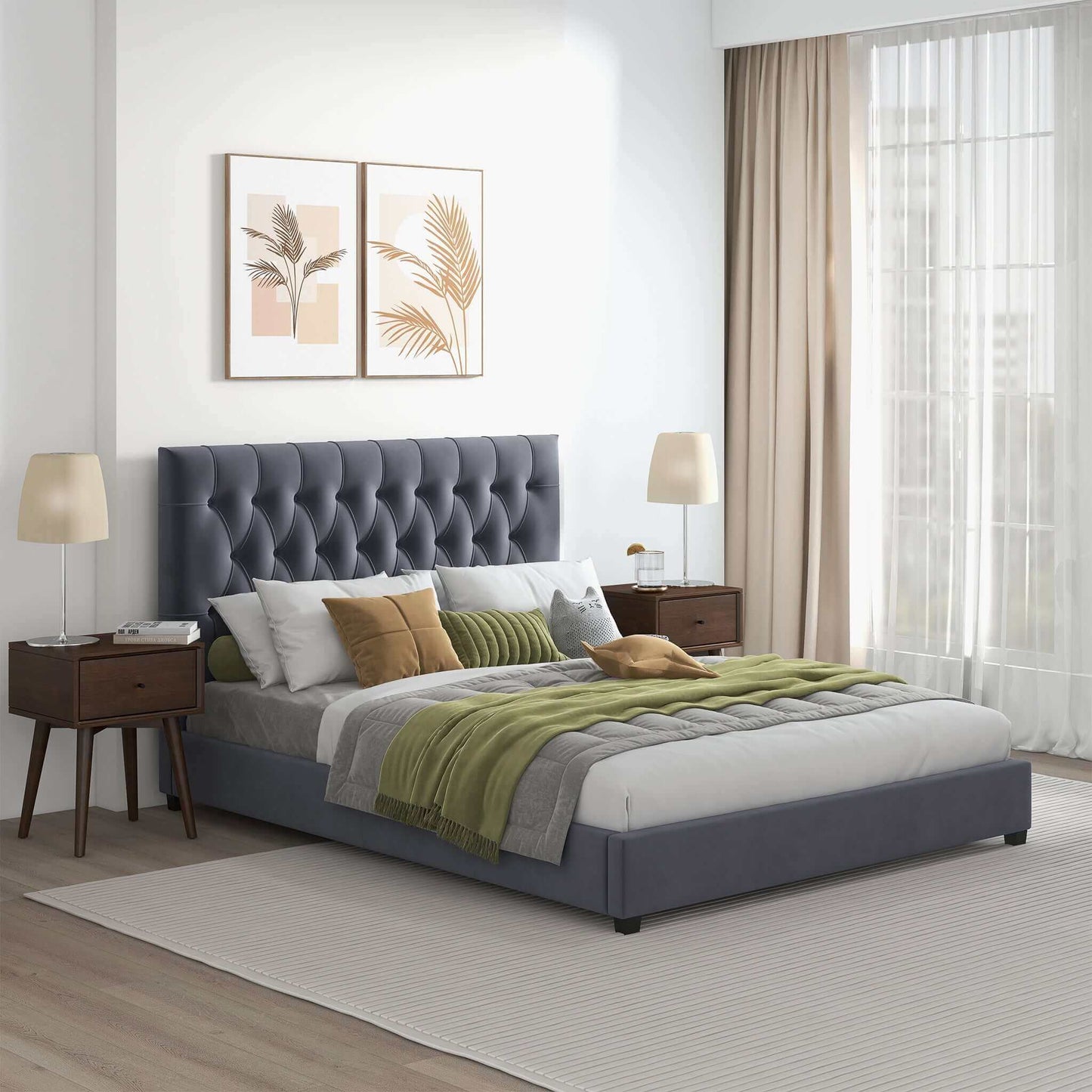 Donald - Mid-Century Modern Upholstered Platform Bed - The Sleep Loft - Online Mattress Showroom NYC
