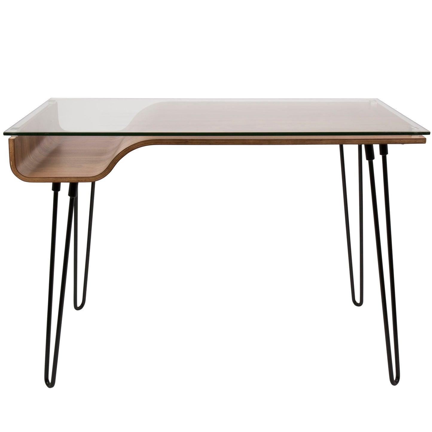 Avery - Mid-Century Modern Desk - Walnut / Clear / Black - The Sleep Loft - Online Mattress Showroom NYC