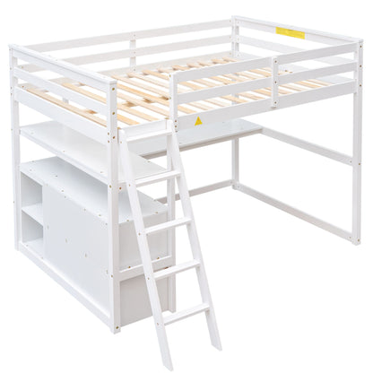 Modern Loft Bed With Built In Desk, Shelves, And 2 Drawers - The Sleep Loft - Online Mattress Showroom NYC