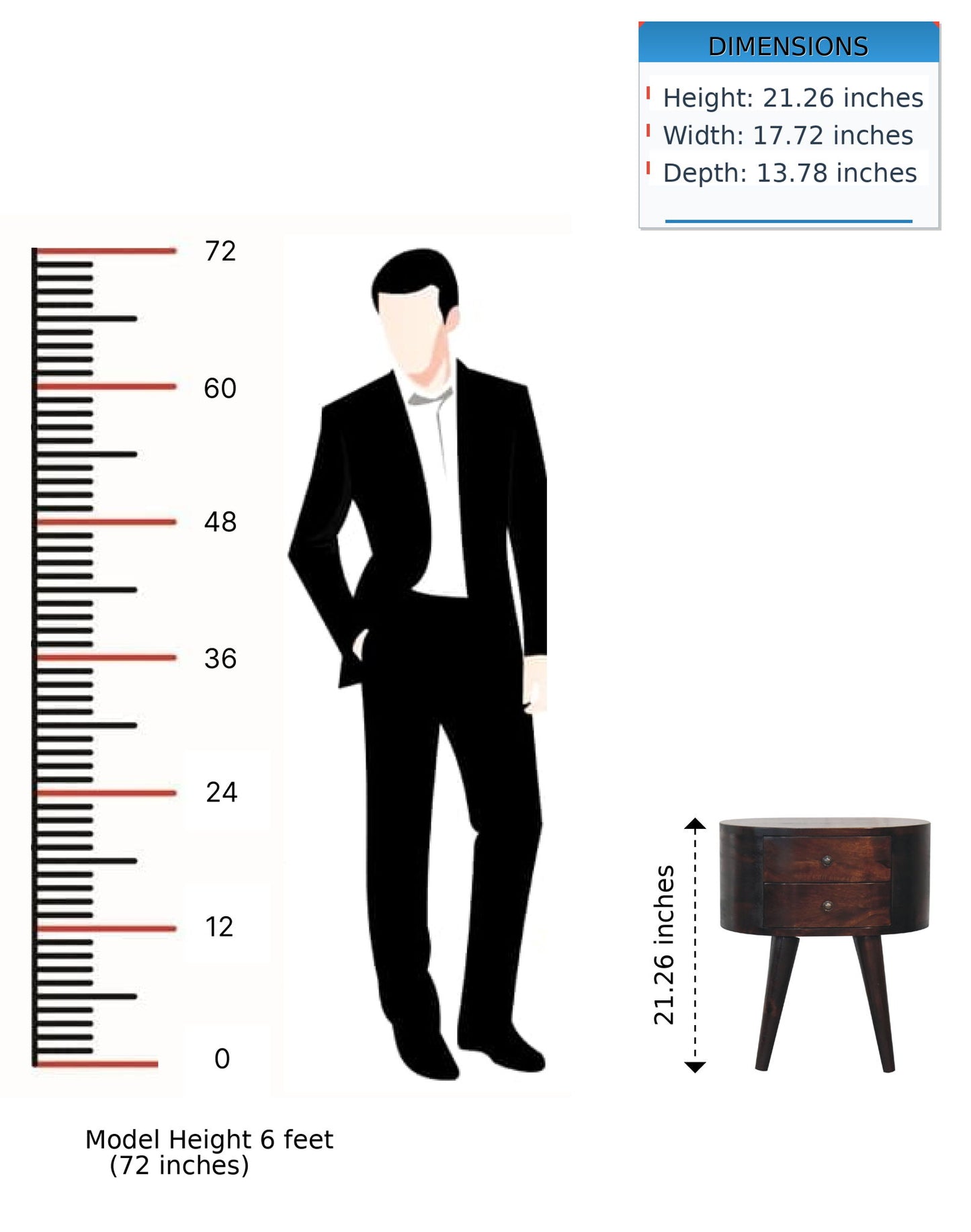 Rounded Bedside Table - Walnut - The Sleep Loft - Online Mattress Showroom NYC