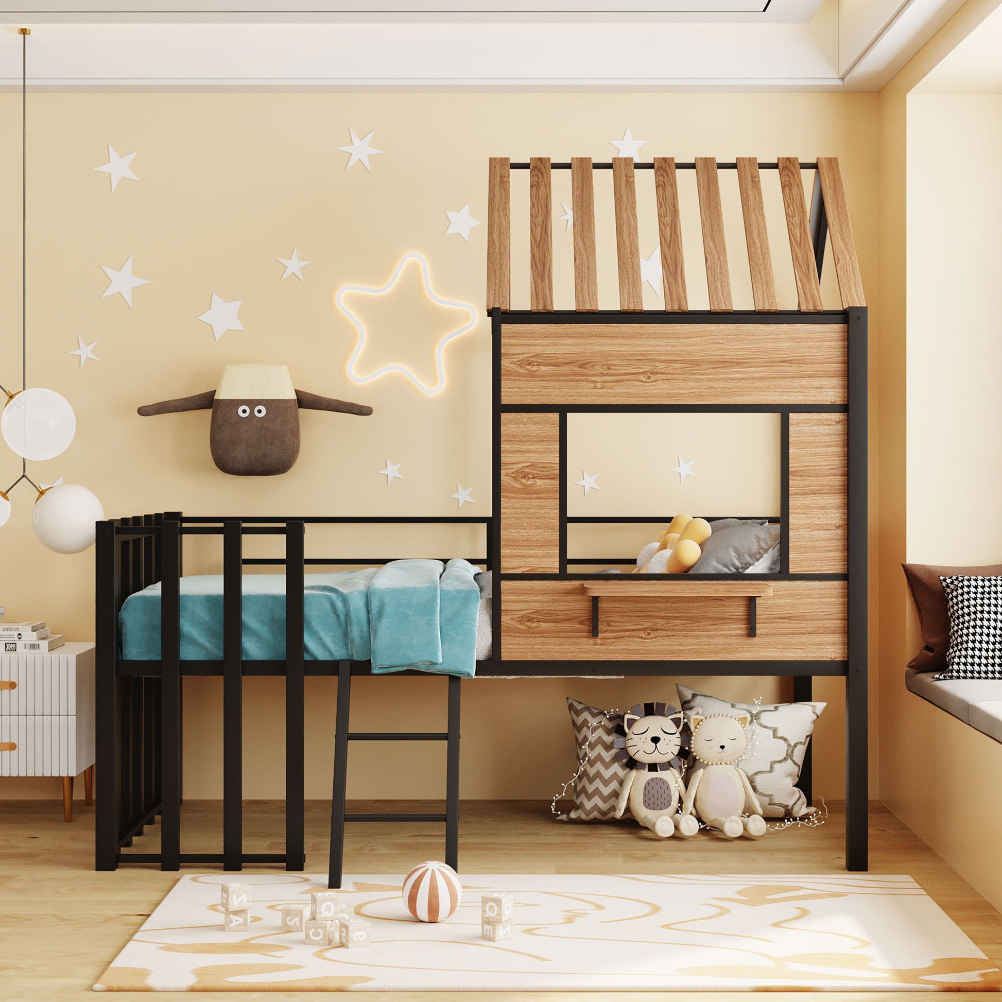 Loft Bed With Roof, Window, Guardrail, Ladder - The Sleep Loft - Online Mattress Showroom NYC