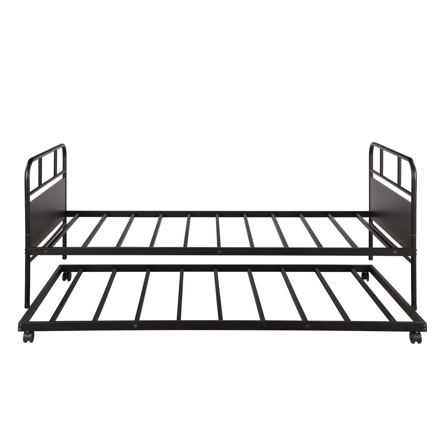 Twin Size Daybed Platform Bed Frame With Trundle Built In Casters - Black - The Sleep Loft - Online Mattress Showroom NYC