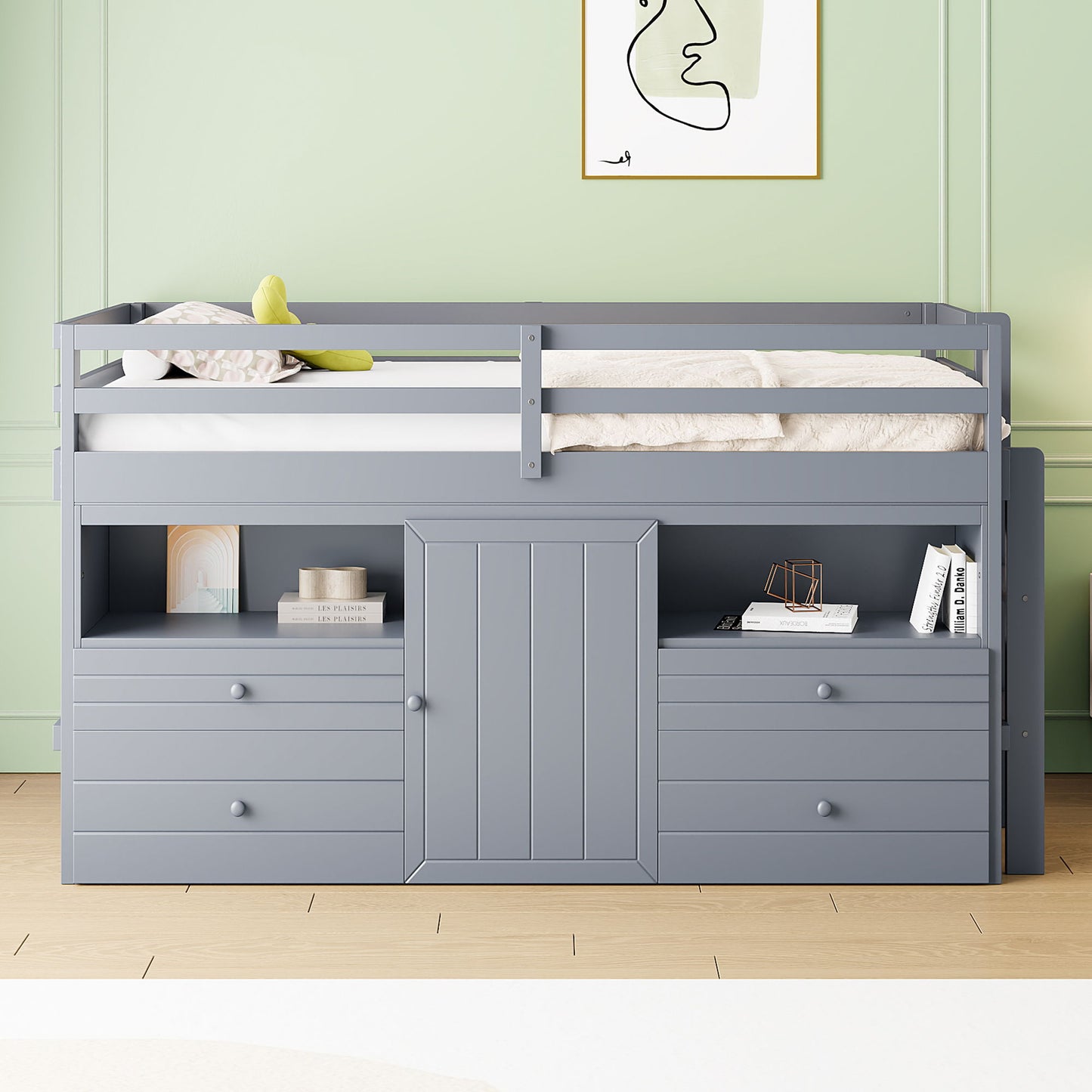 Loft Bed With 4 Drawers, Underneath Cabinet And Shelves - The Sleep Loft - Online Mattress Showroom NYC