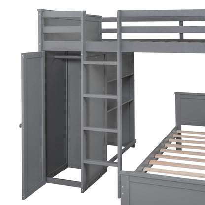 Loft Bed With A Twin Size Standalone Bed, Shelves, Desk, And Wardrobe - The Sleep Loft - Online Mattress Showroom NYC