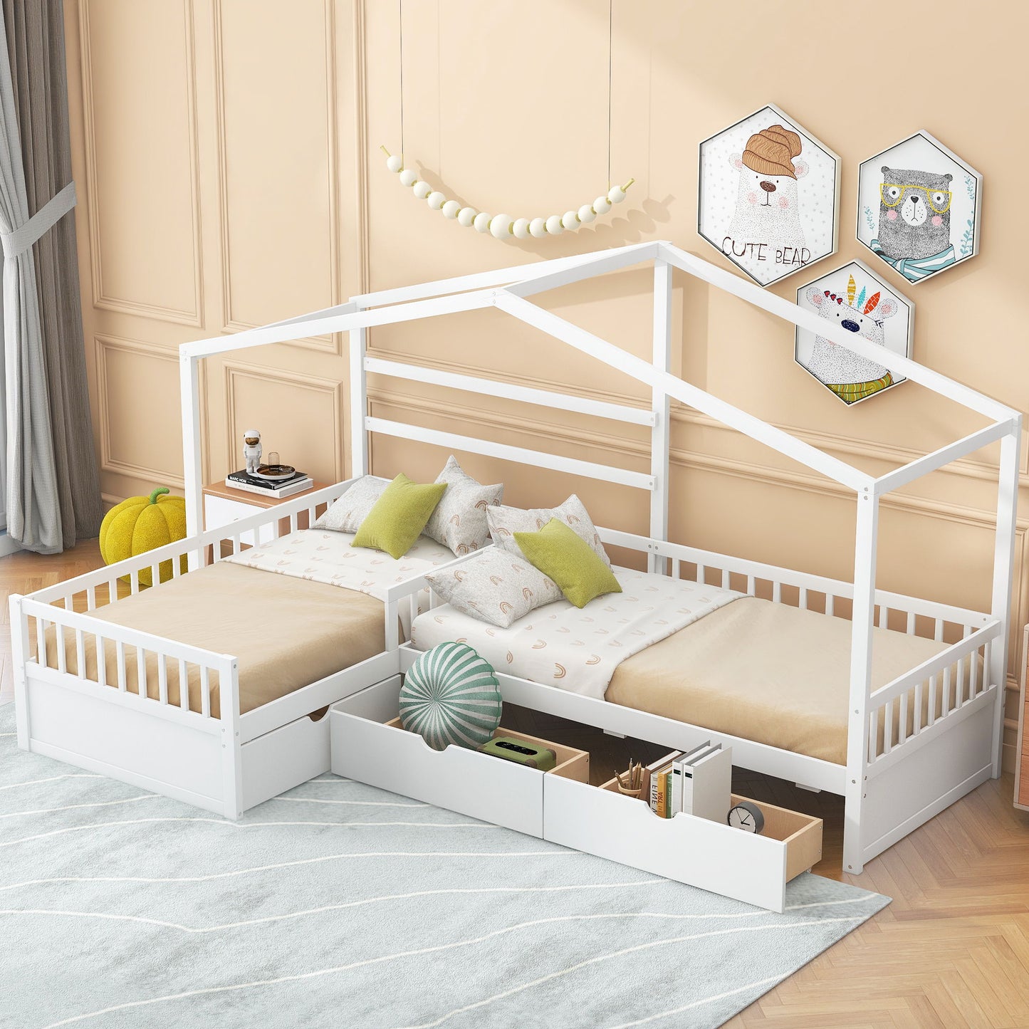 L Shape Platform Bed With 3 Storage Drawers - The Sleep Loft - Online Mattress Showroom NYC