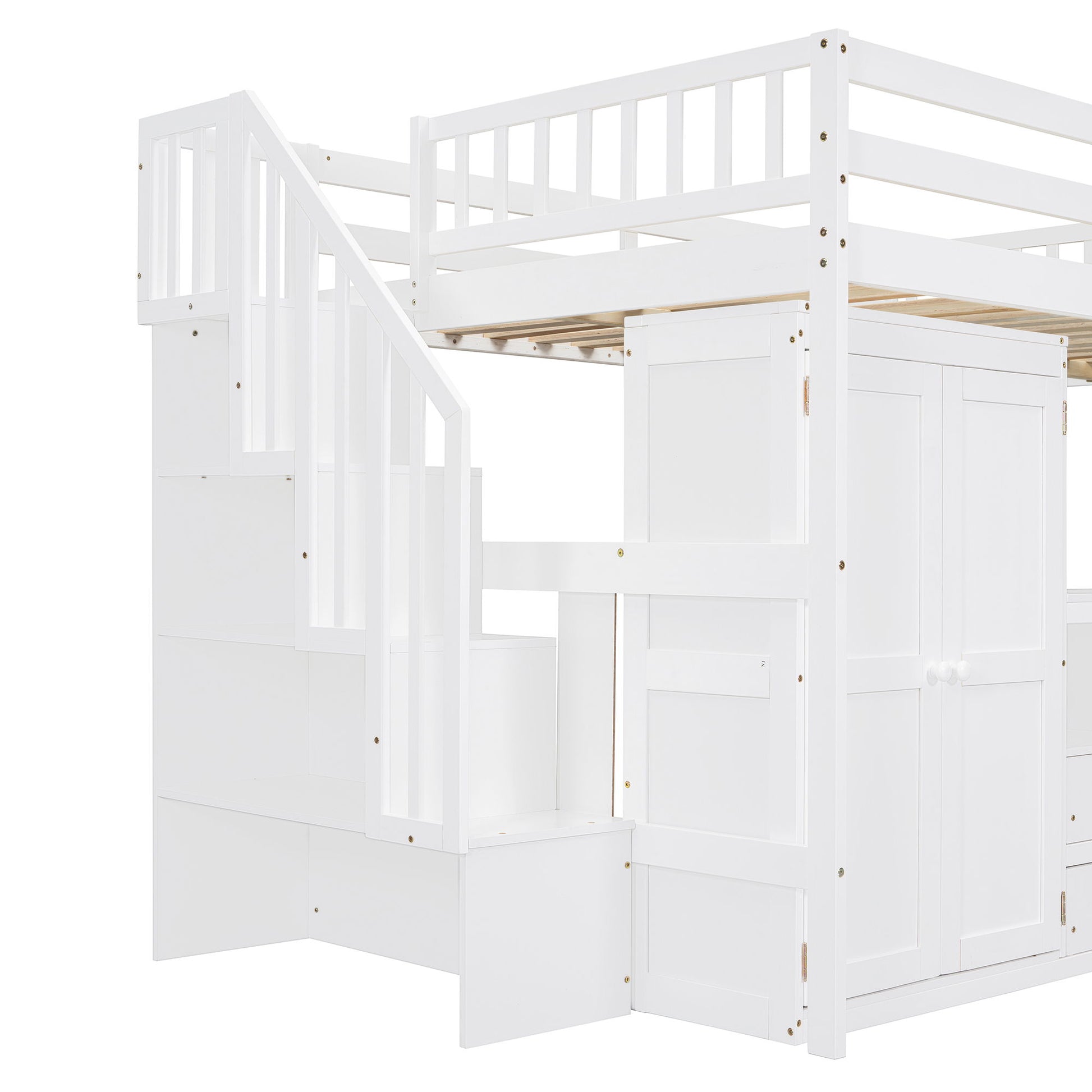 Loft Bed With Stairs, Bookshelf, Drawers, Desk & Wardrobe, Space Saving Multifunctional Furniture - The Sleep Loft - Online Mattress Showroom NYC