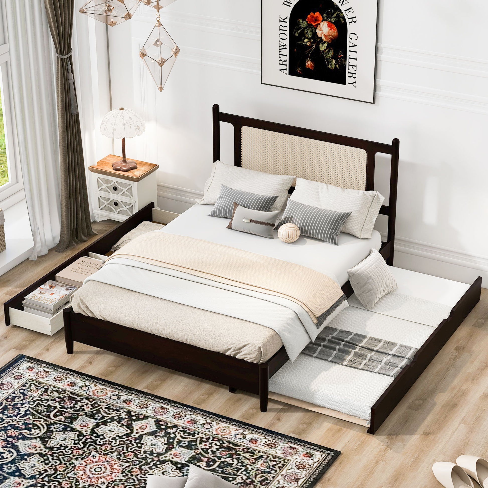Platform Bed With 2 Big Drawers & Trundle - The Sleep Loft - Online Mattress Showroom NYC