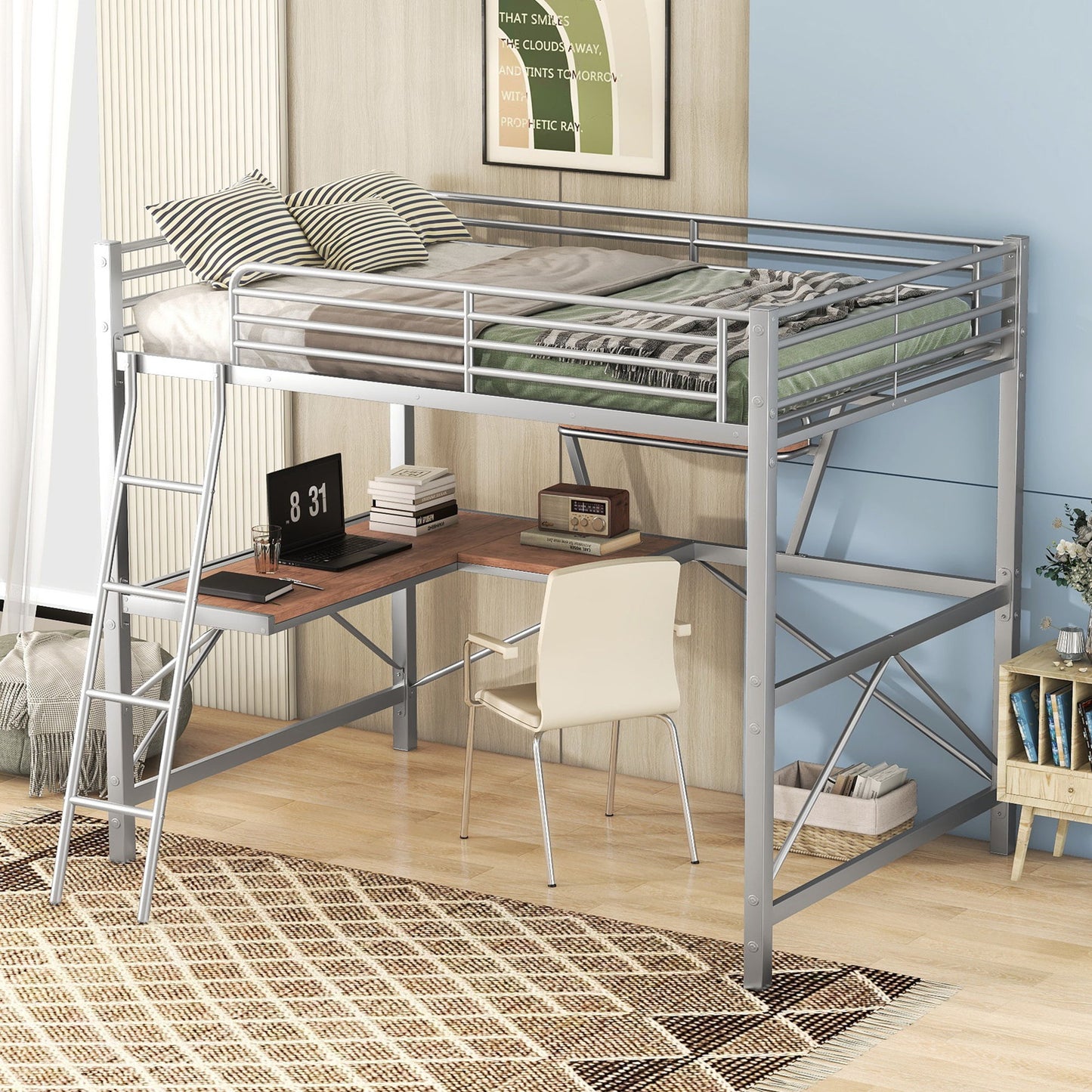 Loft Bed With Desk And Shelf, Modern Design - The Sleep Loft - Online Mattress Showroom NYC