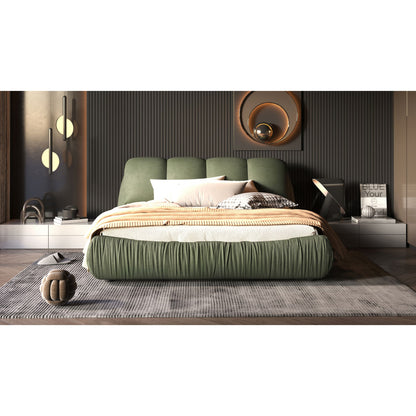 Luxury Upholstered Platform Bed With Oversized Padded Backrest And Solid Wood Frame - The Sleep Loft - Online Mattress Showroom NYC