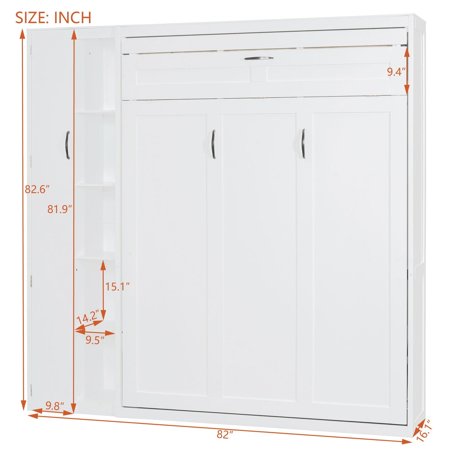 Murphy Wall Bed With Shelves, Wardrobe And LED Lights - The Sleep Loft - Online Mattress Showroom NYC