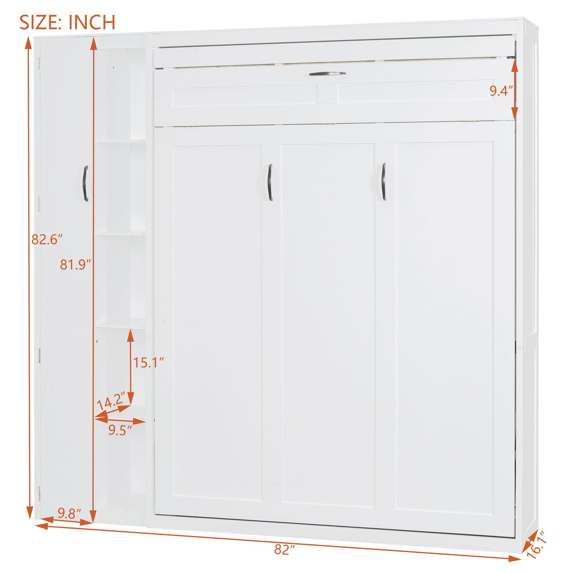 Murphy Wall Bed With Shelves, Wardrobe And LED Lights - The Sleep Loft - Online Mattress Showroom NYC