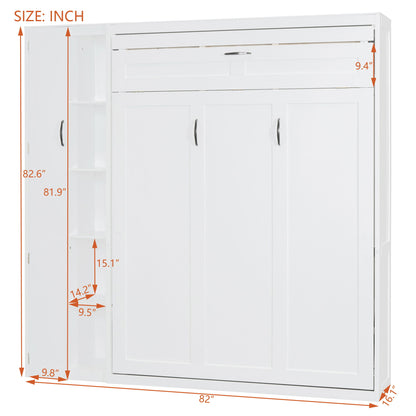 Murphy Wall Bed With Shelves, Wardrobe And LED Lights - The Sleep Loft - Online Mattress Showroom NYC