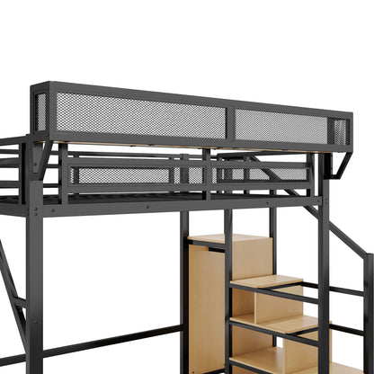 Loft Bed With Stairs, Storage Shelves, Wardrobe - The Sleep Loft - Online Mattress Showroom NYC