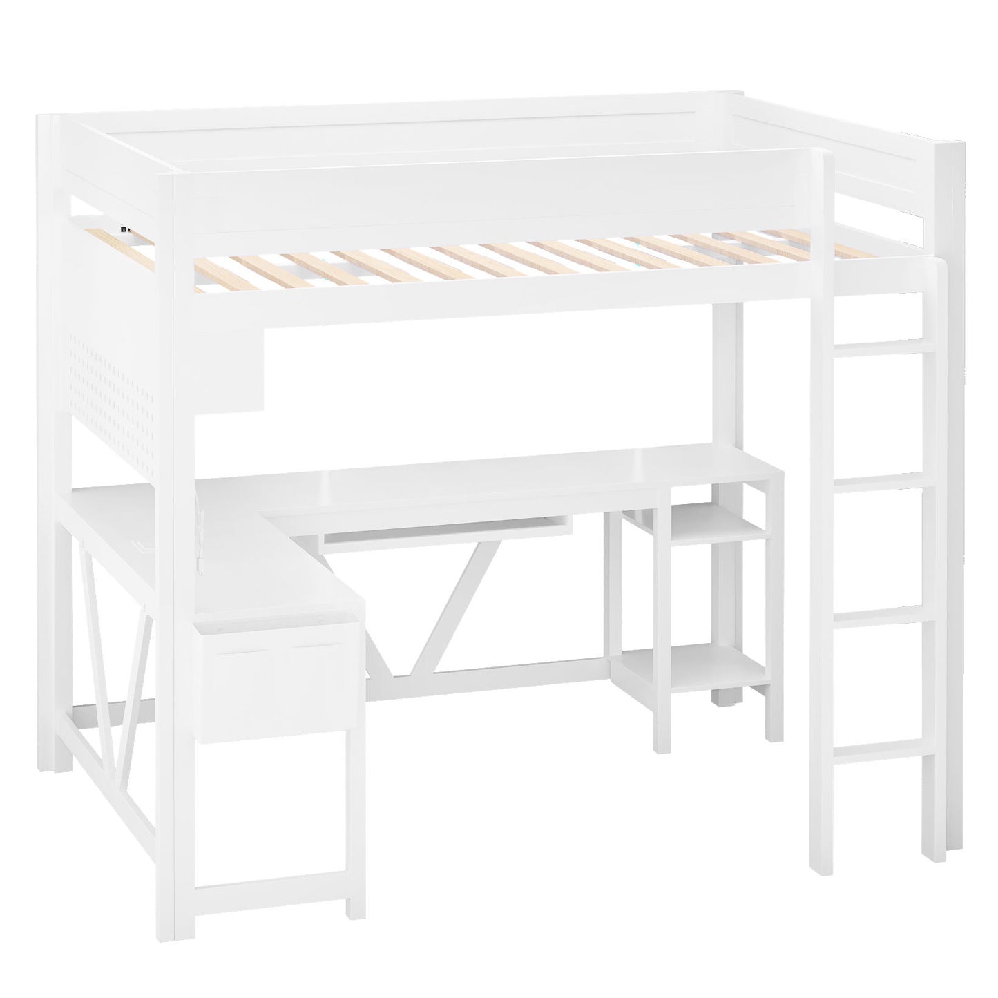 Gaming Loft Bed With Desk, Storage Shelves, LED And Charging Station - The Sleep Loft - Online Mattress Showroom NYC
