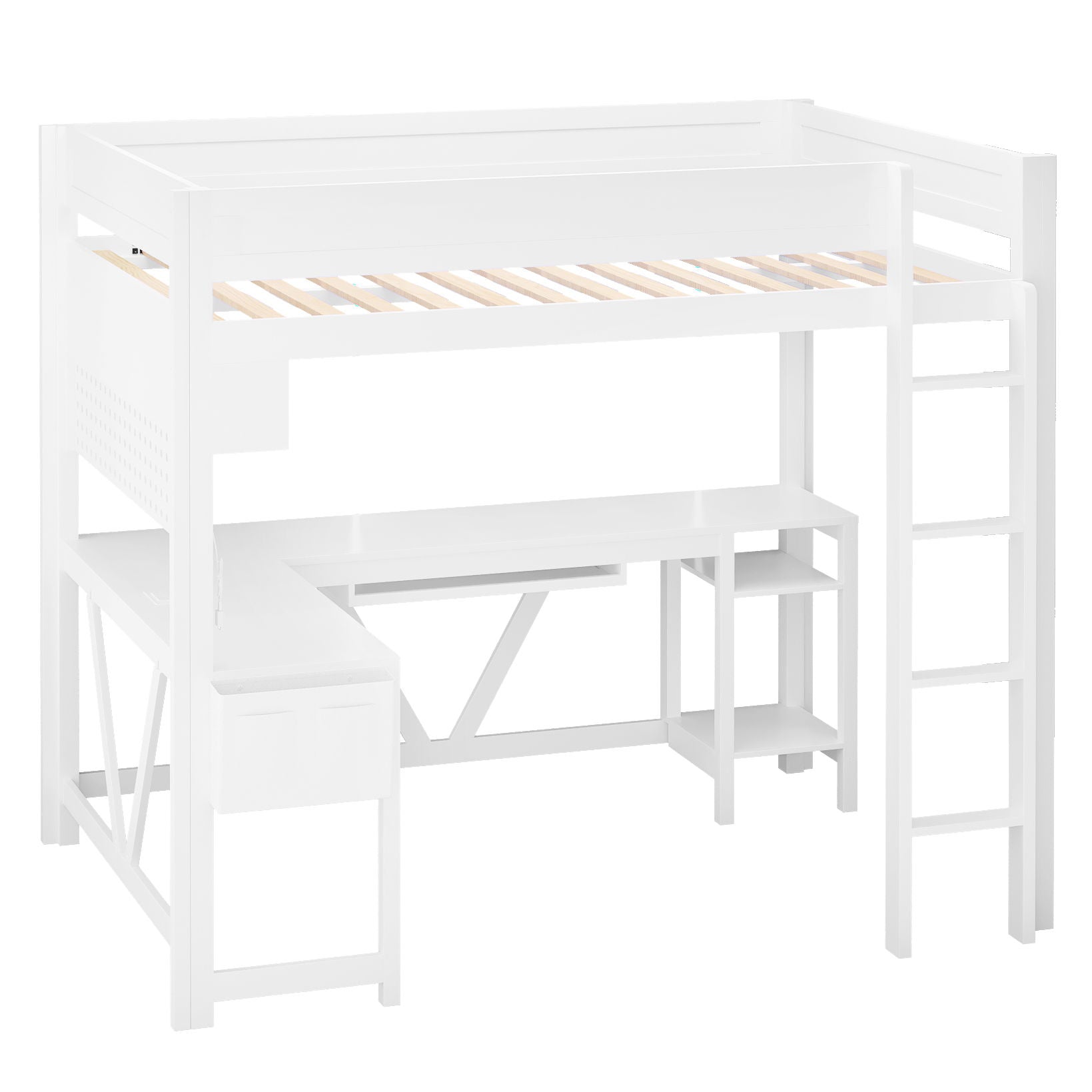 Gaming Loft Bed With Desk, Storage Shelves, LED And Charging Station - The Sleep Loft - Online Mattress Showroom NYC