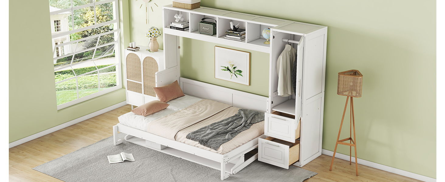 Space Saving Murphy Wall Bed With Closet And Drawers - The Sleep Loft - Online Mattress Showroom NYC