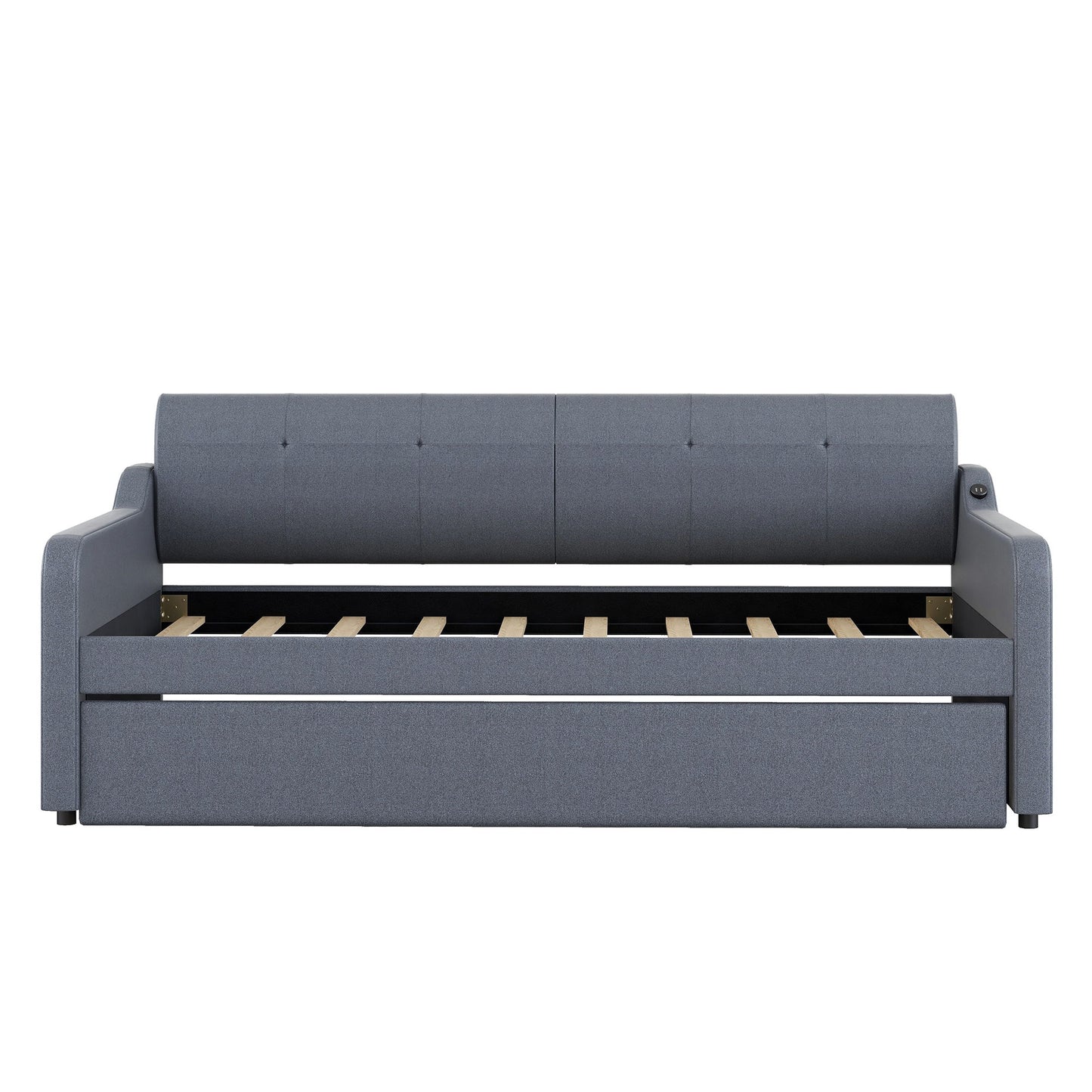 Upholstered Daybed With Trundle And USB Charging - The Sleep Loft - Online Mattress Showroom NYC