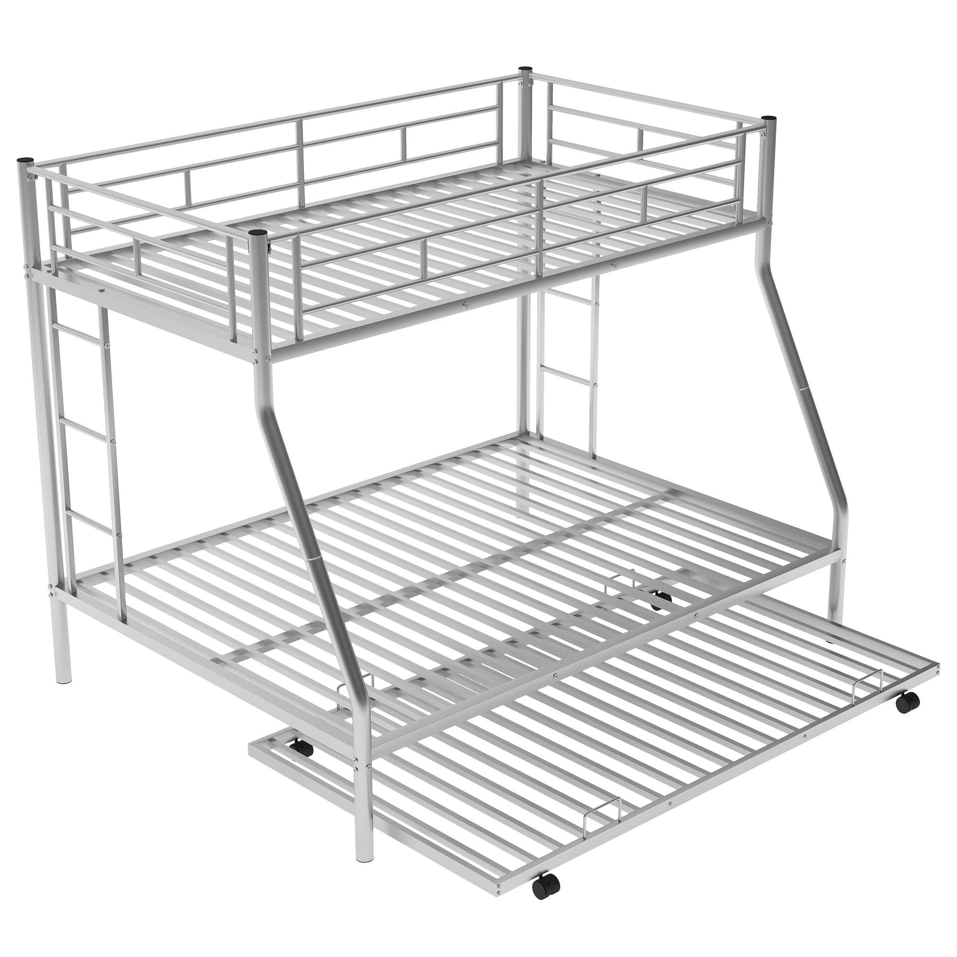 Bunk Bed With Steel Frame And Trundle, 2 Side Ladders - The Sleep Loft - Online Mattress Showroom NYC