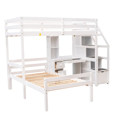 Loft Bed With Stand Alone Bed, Storage Staircase, Desk, Shelves, And Drawers - The Sleep Loft - Online Mattress Showroom NYC