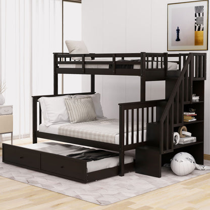 Bunk Bed With Twin Size Trundle, Storage And Guard Rail For Bedroom - The Sleep Loft - Online Mattress Showroom NYC