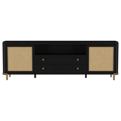 Arini Rattan Cane 2-door TV Stand Media Console Black