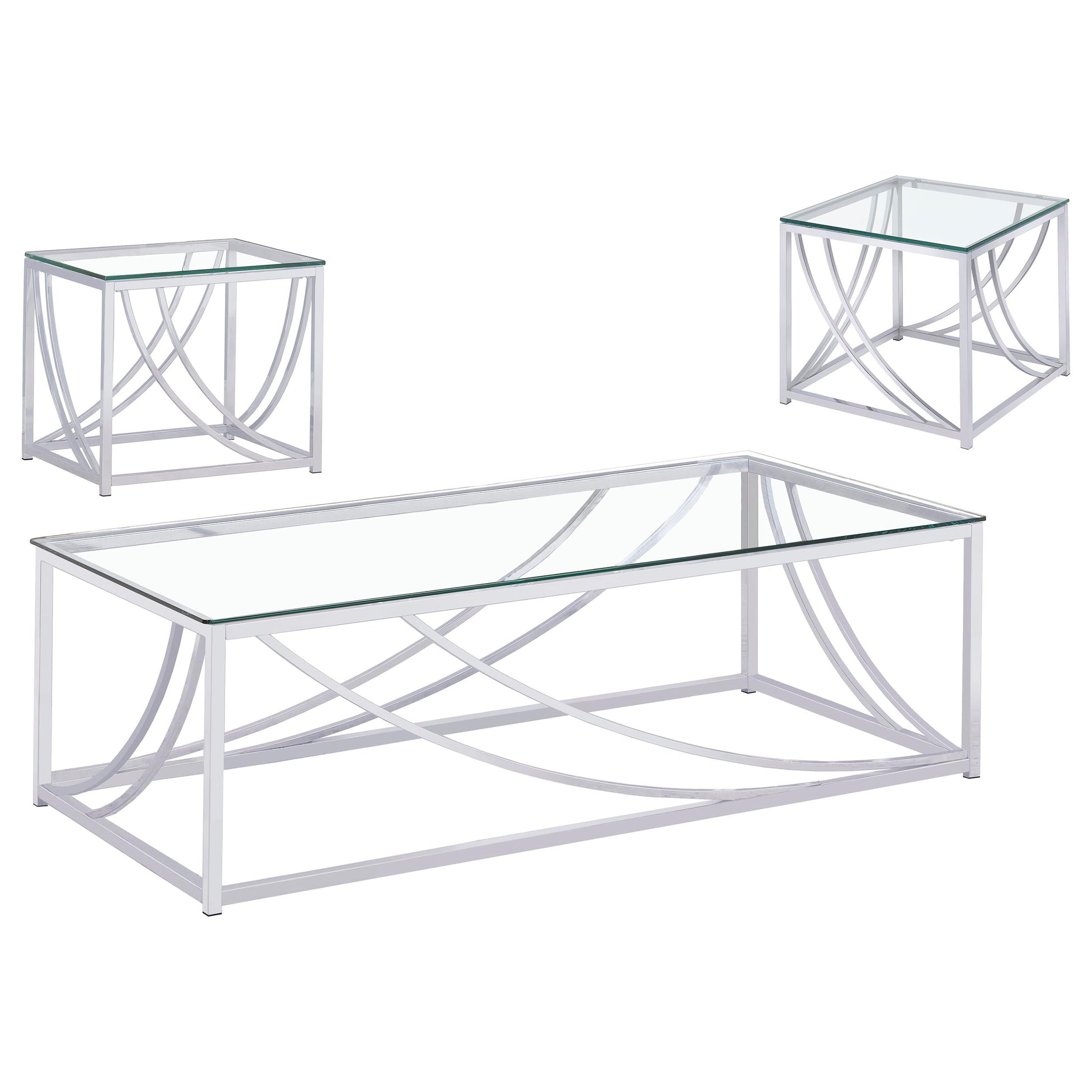 Lille 3-piece Glass Top Coffee And End Table Set Chrome