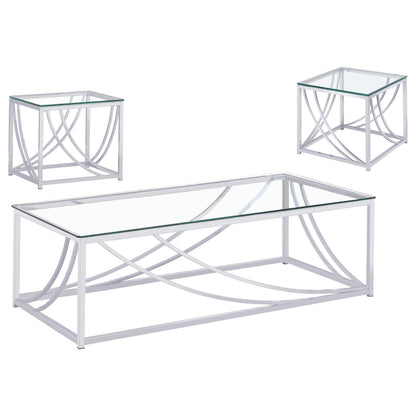 Lille 3-piece Glass Top Coffee And End Table Set Chrome