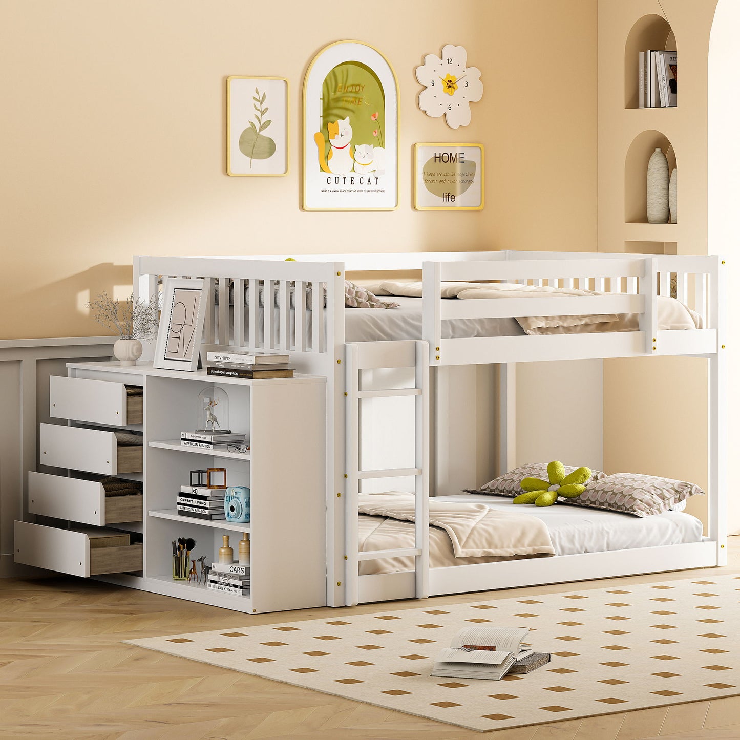 Bunk Bed With 4 Drawers And 3 Shelves - The Sleep Loft - Online Mattress Showroom NYC