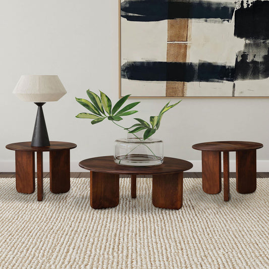 Dale 3-piece Solid Wood Coffee and End Table Set Brown - The Sleep Loft - Online Mattress Showroom NYC