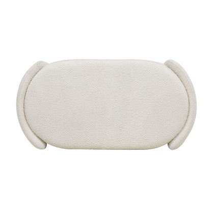 Fuji - Oval Storage Bench, Upholstered - Ivory White - The Sleep Loft - Online Mattress Showroom NYC