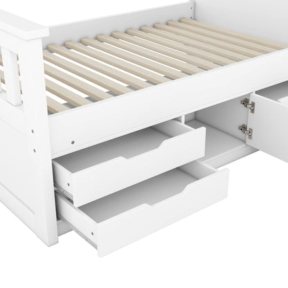 Captain Platform Bed Frame With Storage Bookcases, Shelves, And 4 Drawers - The Sleep Loft - Online Mattress Showroom NYC