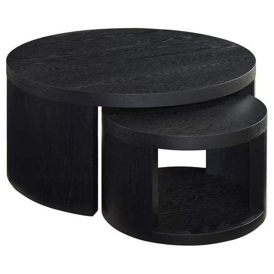Sweeney 2-piece Round Wood Occasional Nesting Table Set Black - The Sleep Loft - Online Mattress Showroom NYC