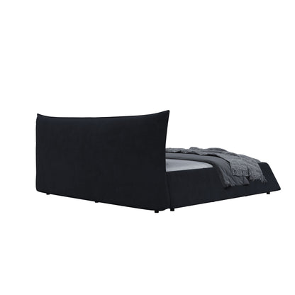 Upholstered Platform Bed With Special Shaped Headboard - The Sleep Loft - Online Mattress Showroom NYC