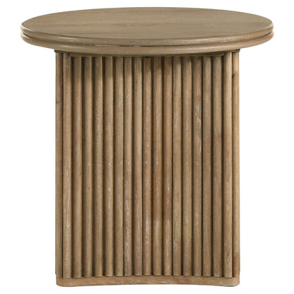 Adina 2-piece Round Coffee Table Set Distressed Light Brown