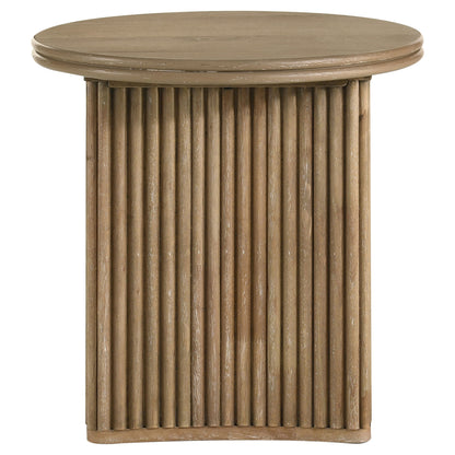 Adina 3-piece Round Coffee Table Set Distressed Light Brown