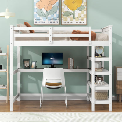 Loft Bed With Storage Shelves And Under Bed Desk - The Sleep Loft - Online Mattress Showroom NYC