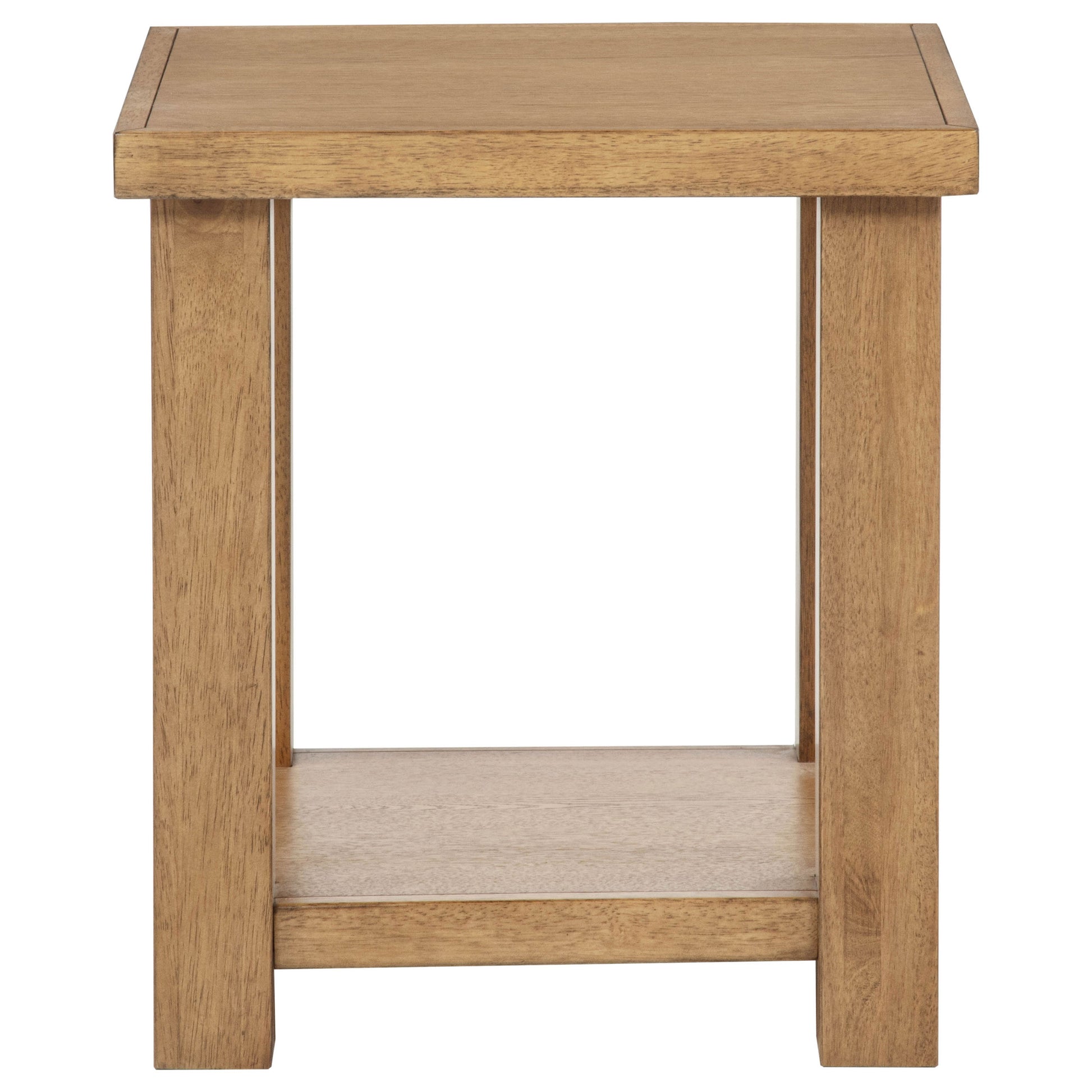 Beasley Square Wood End Side Table With Shelf Golden Oak