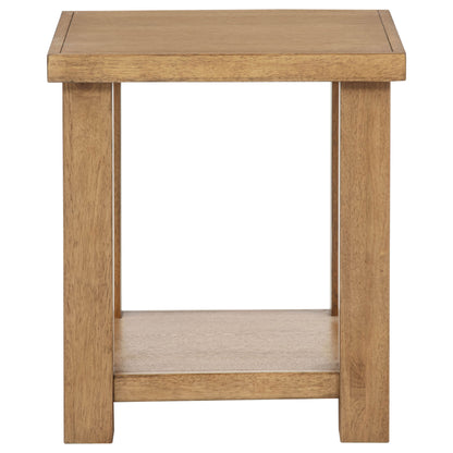 Beasley Square Wood End Side Table With Shelf Golden Oak