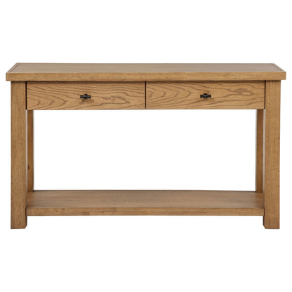 Beasley 2-Drawer Wood Console Table Golden Oak