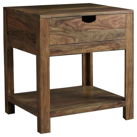 Esther 1-drawer Solid Wood Side End Table Natural Sheesham - The Sleep Loft - Online Mattress Showroom NYC